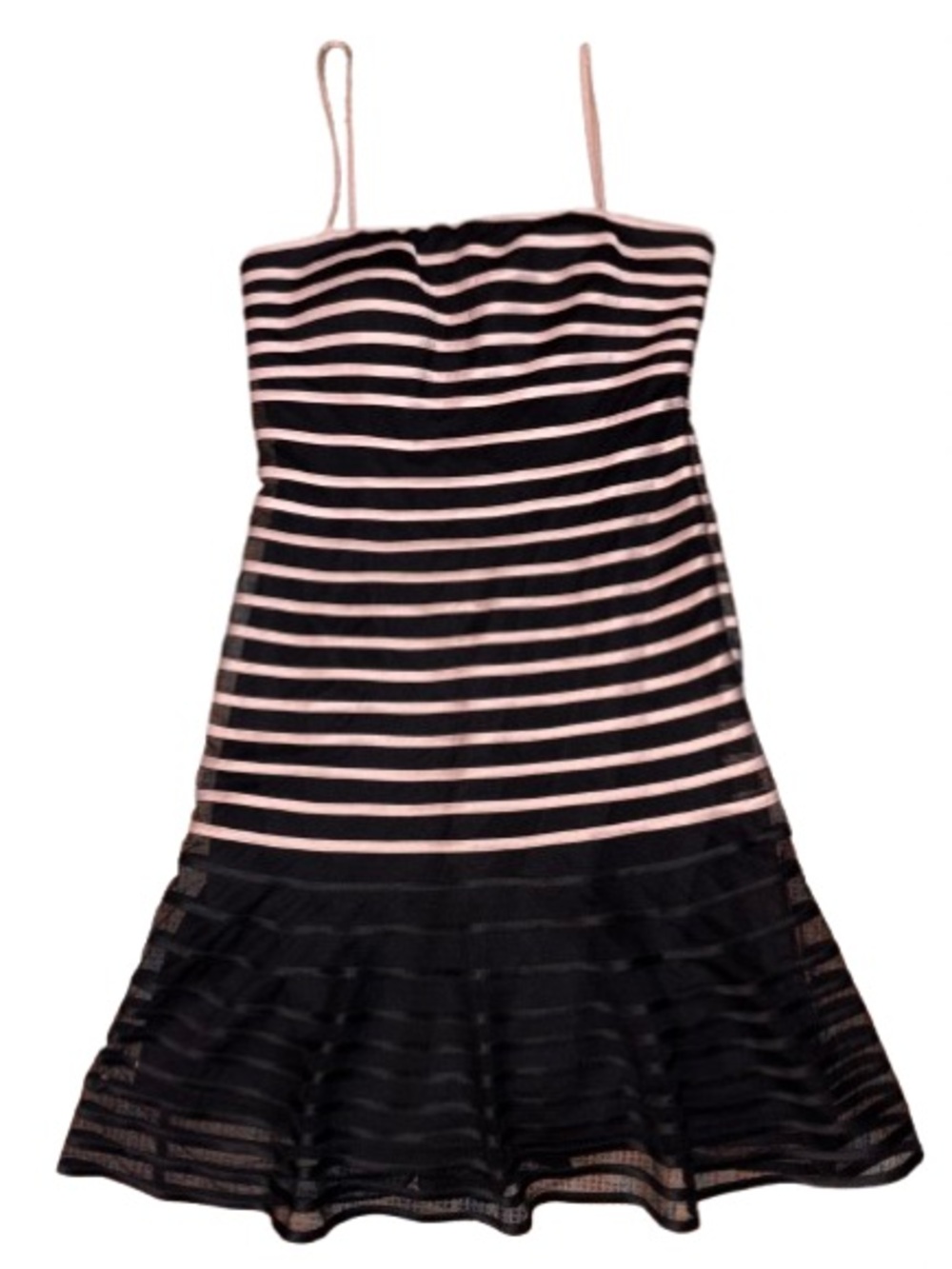 JS Collections Black and cream Striped Spaghetti Strap Mini Dress size 10